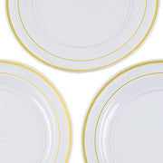 10 pcs 8" Round Dessert Plates with Trim - Disposable Tableware