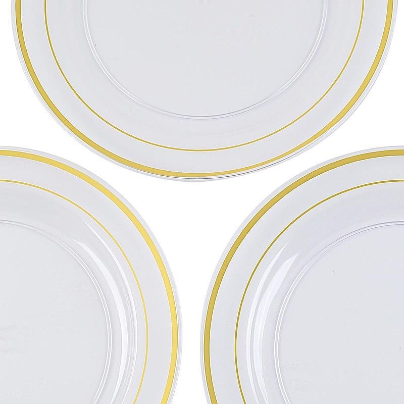 10 pcs 8" Round Dessert Plates with Trim - Disposable Tableware