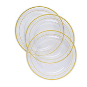 10 pcs 8" Round Dessert Plates with Trim - Disposable Tableware
