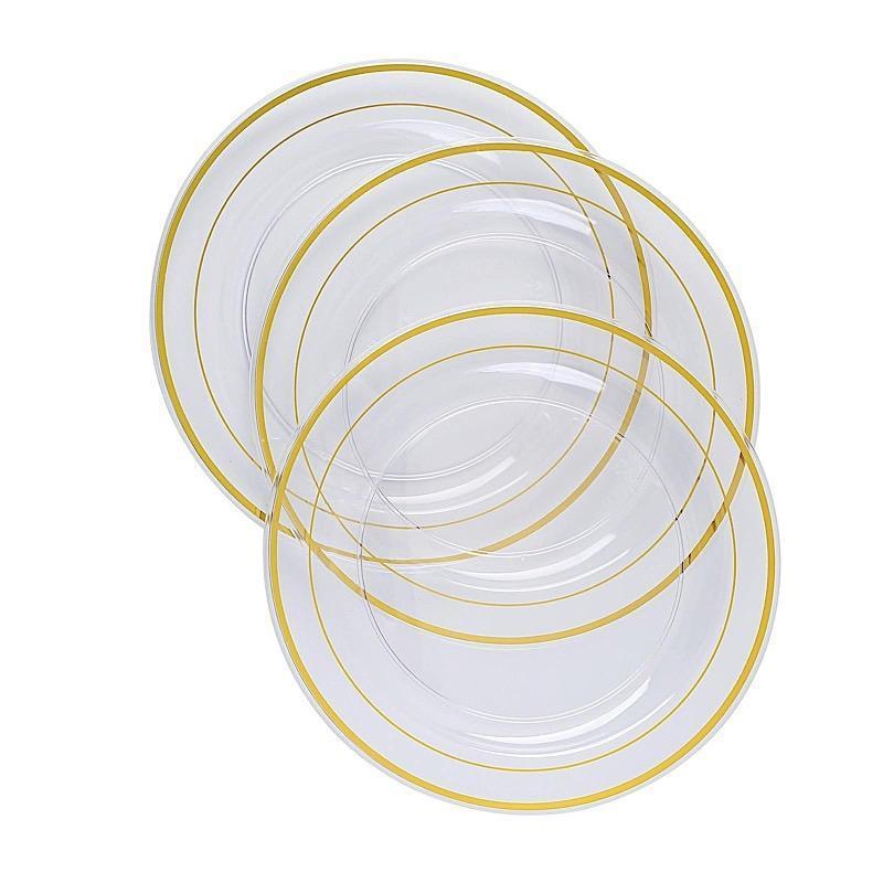 10 pcs 8" Round Dessert Plates with Trim - Disposable Tableware