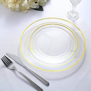 10 pcs 8" Round Dessert Plates with Trim - Disposable Tableware