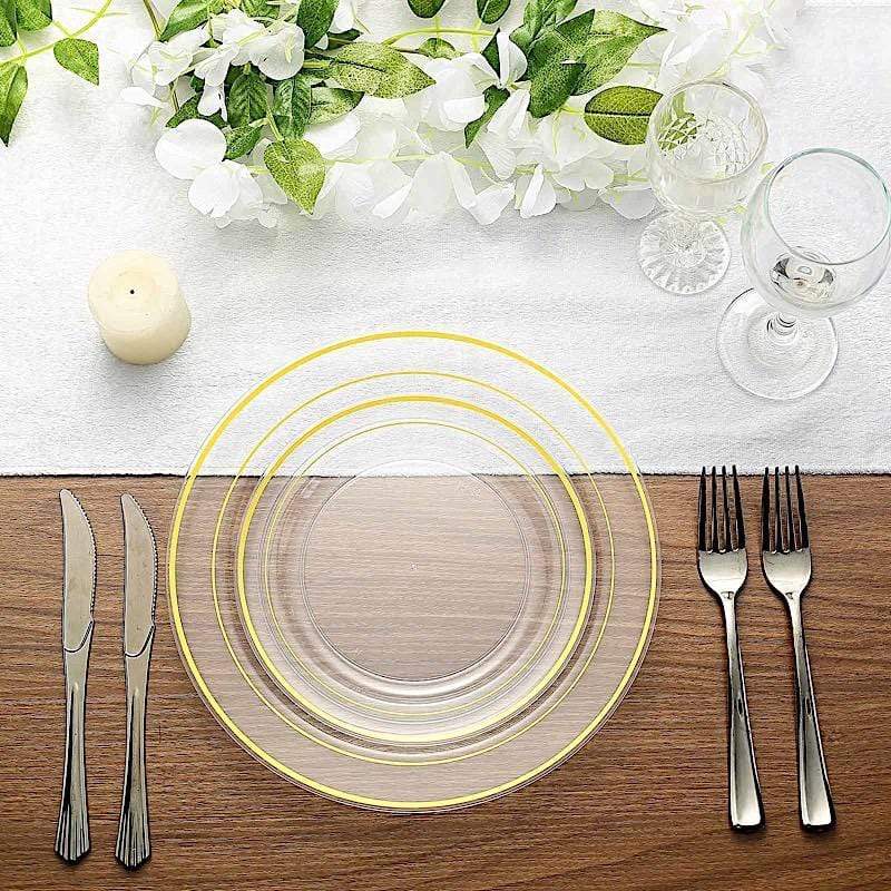 10 pcs 8" Round Dessert Plates with Trim - Disposable Tableware