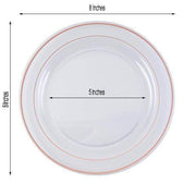 10 pcs 8" Round Dessert Plates with Trim - Disposable Tableware