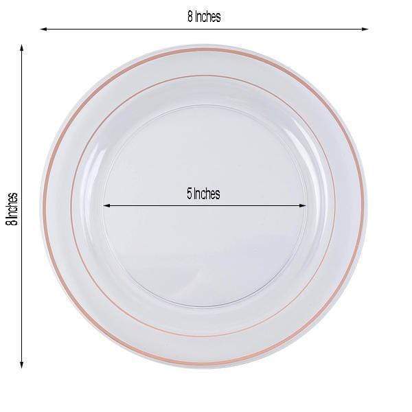 10 pcs 8" Round Dessert Plates with Trim - Disposable Tableware
