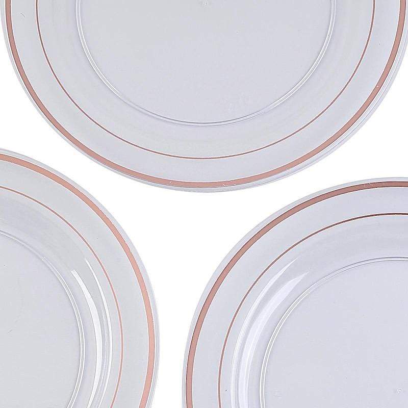 10 pcs 8" Round Dessert Plates with Trim - Disposable Tableware