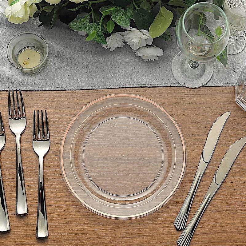 10 pcs 8" Round Dessert Plates with Trim - Disposable Tableware