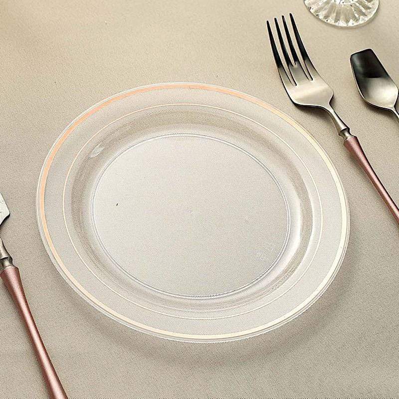 10 pcs 8" Round Dessert Plates with Trim - Disposable Tableware