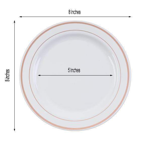 10 pcs 8" Round Dessert Plates with Trim - Disposable Tableware