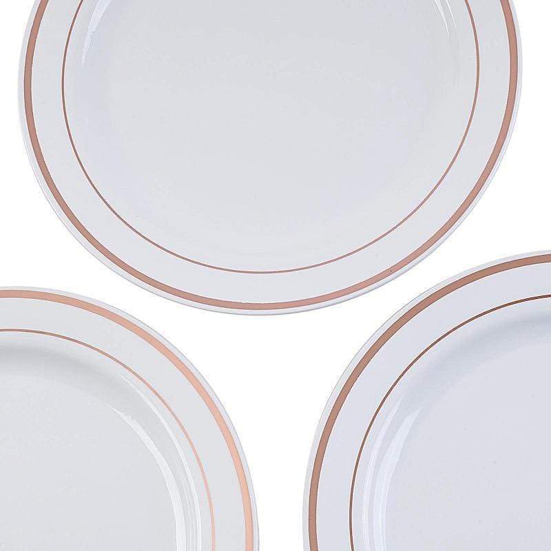 10 pcs 8" Round Dessert Plates with Trim - Disposable Tableware