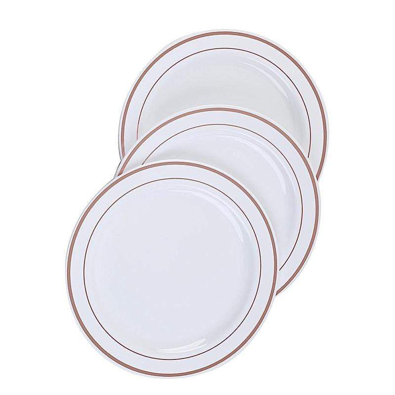 10 pcs 8" Round Dessert Plates with Trim - Disposable Tableware