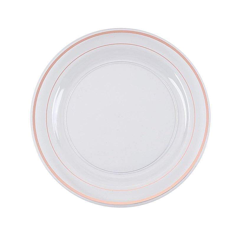 10 pcs 8" Round Dessert Plates with Trim - Disposable Tableware PLST_PLA0023_CLRR