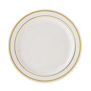 10 pcs 8" Round Dessert Plates with Trim - Disposable Tableware PLST_PLA0023_IVRG