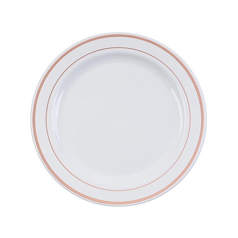 10 pcs 8" Round Dessert Plates with Trim - Disposable Tableware PLST_PLA0023_WHTR