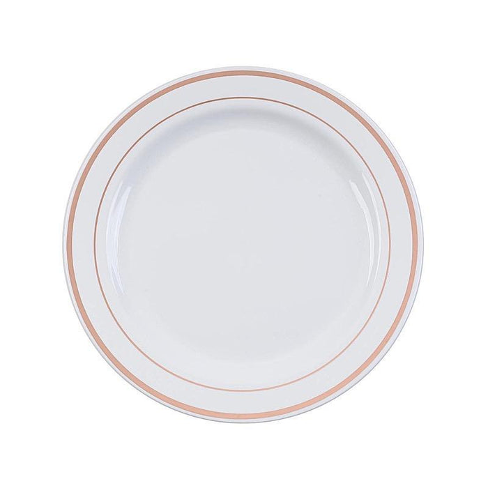 10 pcs 8" Round Dessert Plates with Trim - Disposable Tableware PLST_PLA0023_WHTR