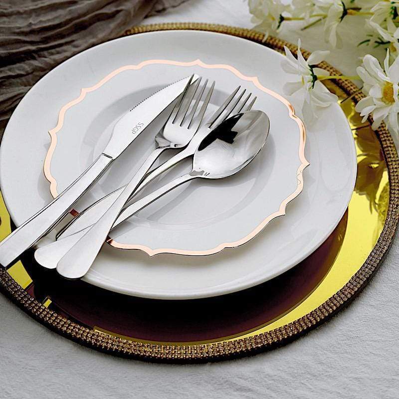 10 pcs 8" White Plastic Dessert Plates With Scalloped Rim - Disposable Tableware