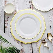 10 pcs 8" White Plastic Dessert Plates With Scalloped Rim - Disposable Tableware