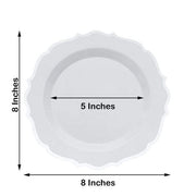 10 pcs 8" White Plastic Dessert Plates With Scalloped Rim - Disposable Tableware