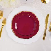 10 pcs 8" White Plastic Dessert Plates With Scalloped Rim - Disposable Tableware
