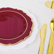 10 pcs 8" White Plastic Dessert Plates With Scalloped Rim - Disposable Tableware