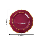 10 pcs 8" White Plastic Dessert Plates With Scalloped Rim - Disposable Tableware