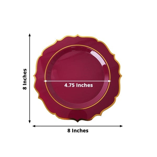 10 pcs 8" White Plastic Dessert Plates With Scalloped Rim - Disposable Tableware