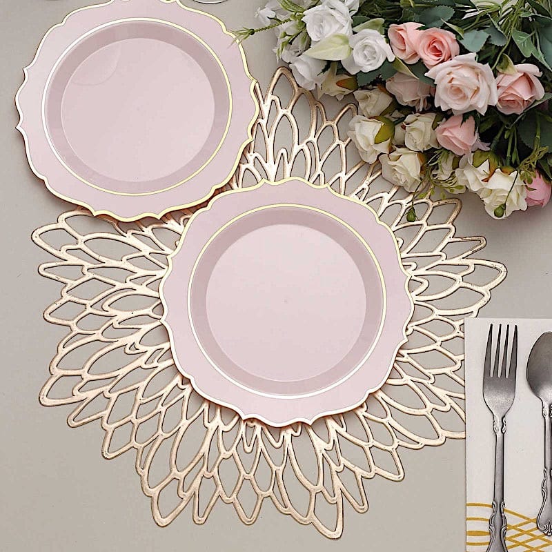 10 pcs 8" White Plastic Dessert Plates With Scalloped Rim - Disposable Tableware