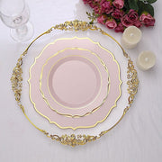 10 pcs 8" White Plastic Dessert Plates With Scalloped Rim - Disposable Tableware