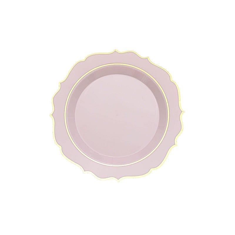 10 pcs 8" White Plastic Dessert Plates With Scalloped Rim - Disposable Tableware