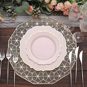 10 pcs 8" White Plastic Dessert Plates With Scalloped Rim - Disposable Tableware