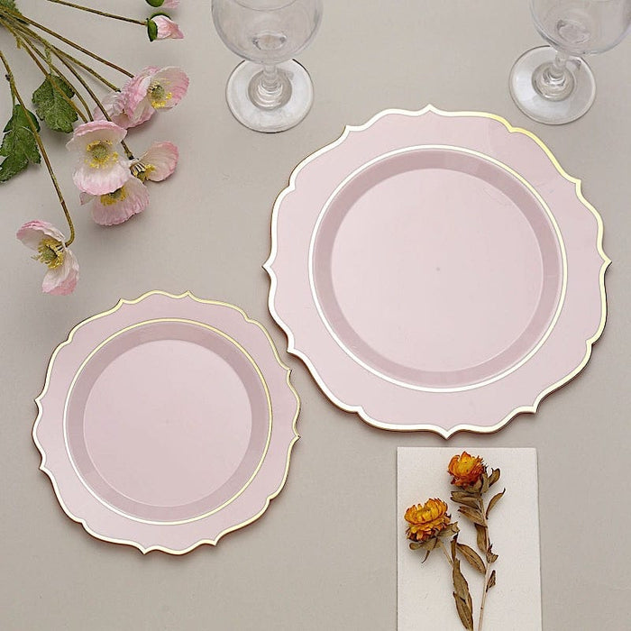 10 pcs 8" White Plastic Dessert Plates With Scalloped Rim - Disposable Tableware