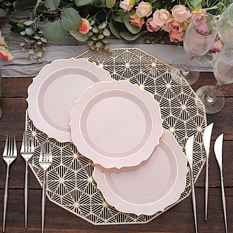 10 pcs 8" White Plastic Dessert Plates With Scalloped Rim - Disposable Tableware