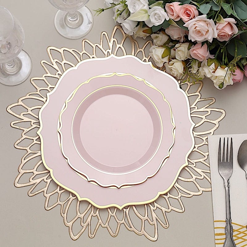 10 pcs 8" White Plastic Dessert Plates With Scalloped Rim - Disposable Tableware