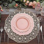 10 pcs 8" White Plastic Dessert Plates With Scalloped Rim - Disposable Tableware