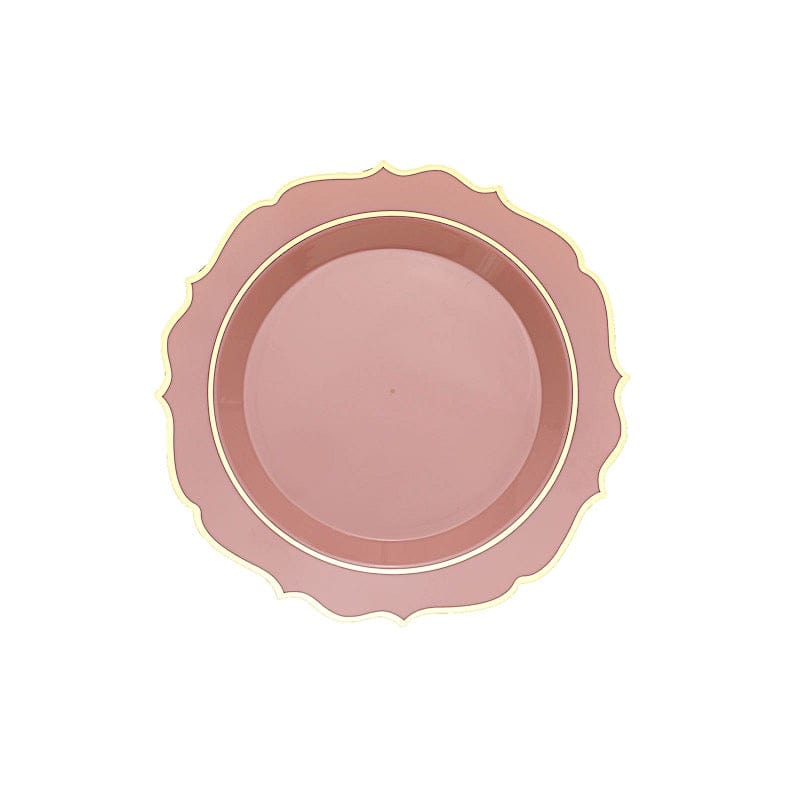 10 pcs 8" White Plastic Dessert Plates With Scalloped Rim - Disposable Tableware