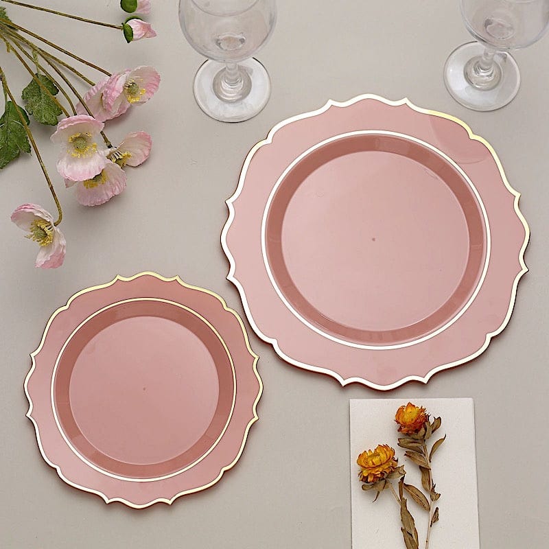 10 pcs 8" White Plastic Dessert Plates With Scalloped Rim - Disposable Tableware