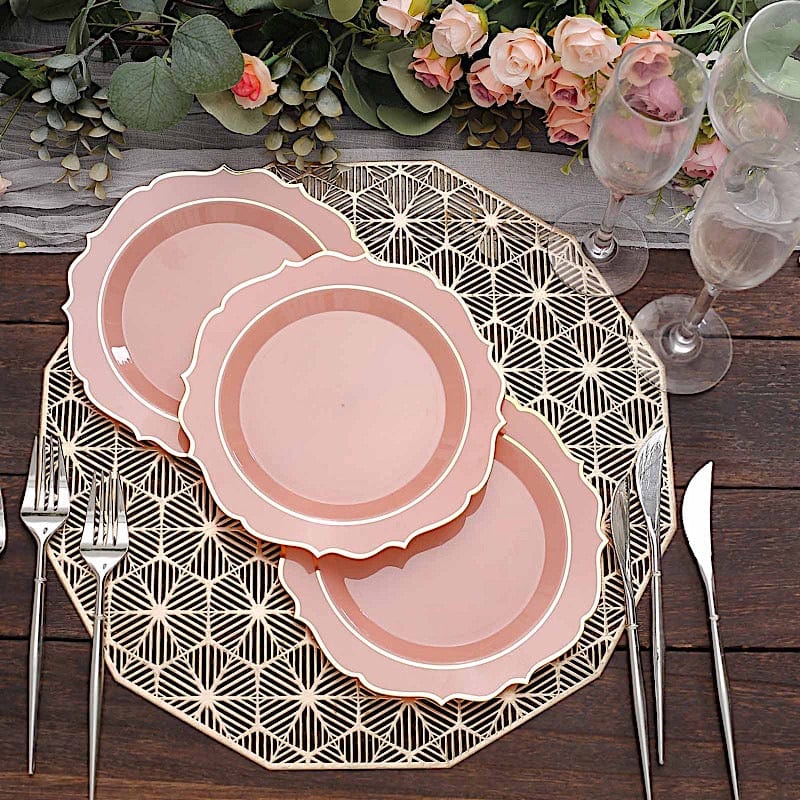 10 pcs 8" White Plastic Dessert Plates With Scalloped Rim - Disposable Tableware