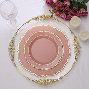 10 pcs 8" White Plastic Dessert Plates With Scalloped Rim - Disposable Tableware