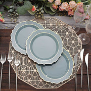 10 pcs 8" White Plastic Dessert Plates With Scalloped Rim - Disposable Tableware