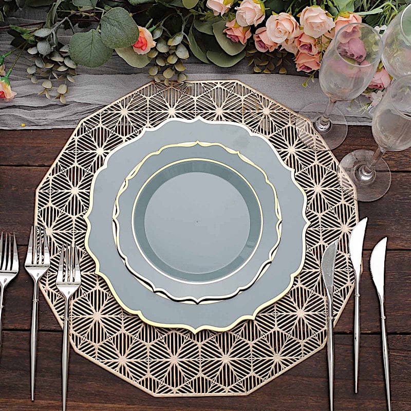 10 pcs 8" White Plastic Dessert Plates With Scalloped Rim - Disposable Tableware