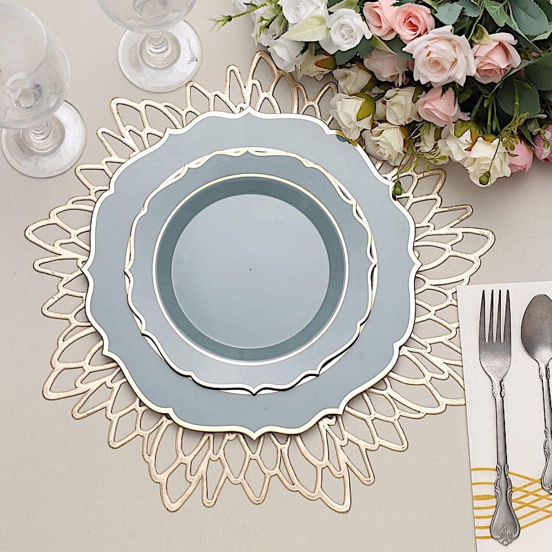 10 pcs 8" White Plastic Dessert Plates With Scalloped Rim - Disposable Tableware
