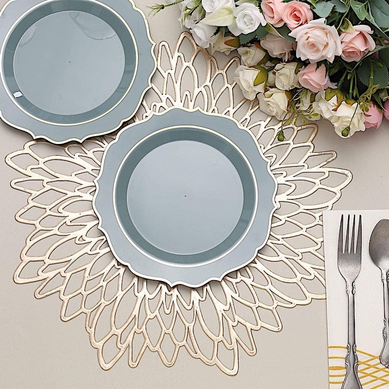 10 pcs 8" White Plastic Dessert Plates With Scalloped Rim - Disposable Tableware