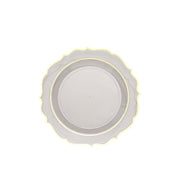 10 pcs 8" White Plastic Dessert Plates With Scalloped Rim - Disposable Tableware