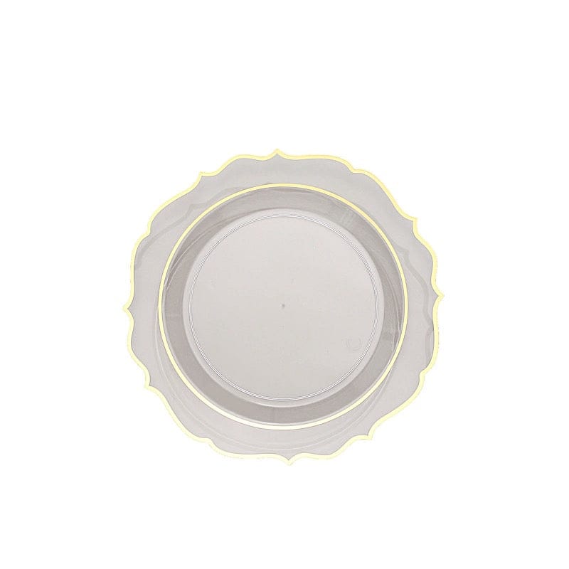 10 pcs 8" White Plastic Dessert Plates With Scalloped Rim - Disposable Tableware