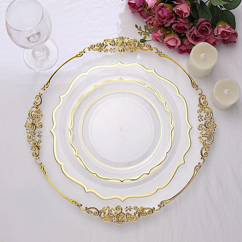 10 pcs 8" White Plastic Dessert Plates With Scalloped Rim - Disposable Tableware
