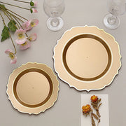 10 pcs 8" White Plastic Dessert Plates With Scalloped Rim - Disposable Tableware