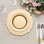10 pcs 8" White Plastic Dessert Plates With Scalloped Rim - Disposable Tableware