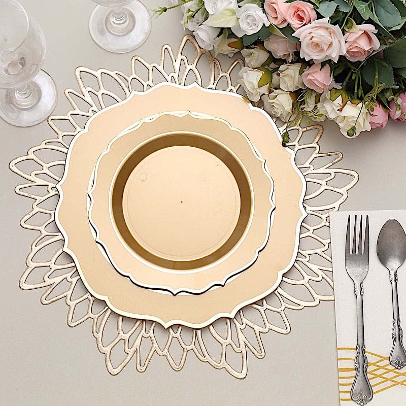 10 pcs 8" White Plastic Dessert Plates With Scalloped Rim - Disposable Tableware