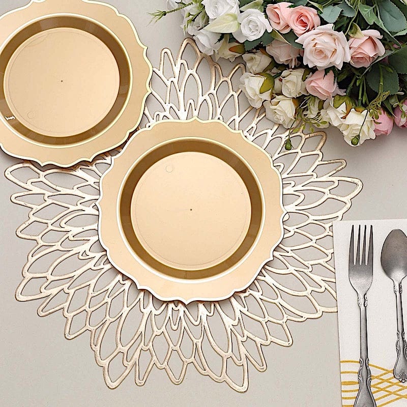 10 pcs 8" White Plastic Dessert Plates With Scalloped Rim - Disposable Tableware