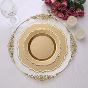 10 pcs 8" White Plastic Dessert Plates With Scalloped Rim - Disposable Tableware