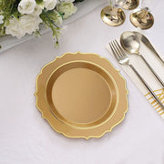 10 pcs 8" White Plastic Dessert Plates With Scalloped Rim - Disposable Tableware